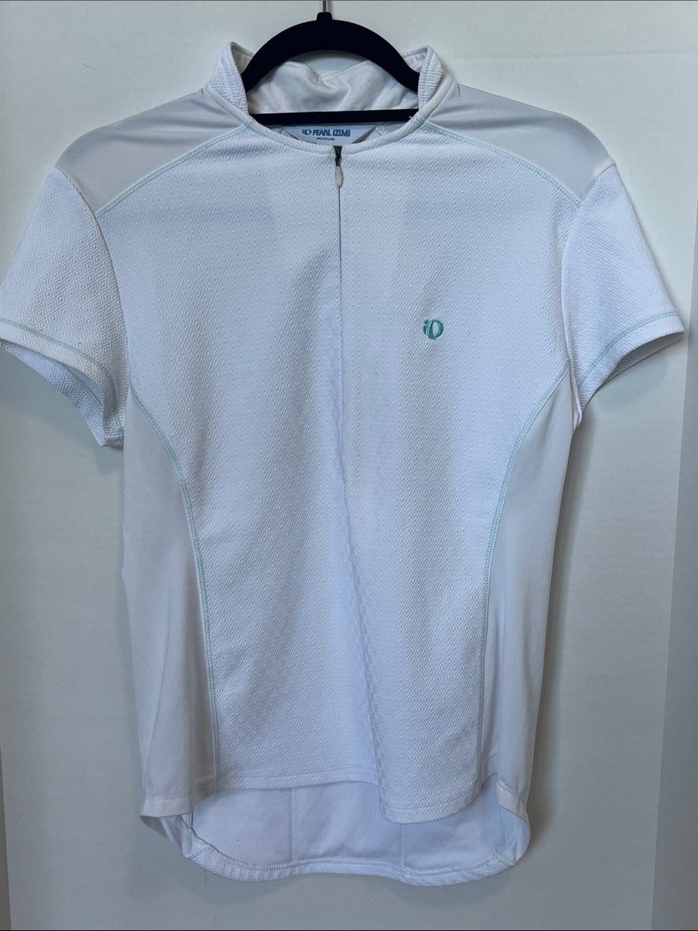 Pearl Izumi White Cycling Jersey with Mint Logo Accent Women’s Medium